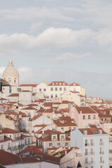 View of Alfama district with Monastery of São Vicente de Fora from Santa Luzia Viewpoint at Lisbon, Portugal. Jewish neighborhood in Lisbon.	