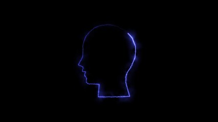 Futuristic digital head star particle and power technology and energy cell moving around - Powered by Adobe