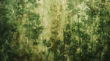 painting green trees abstract background generative ai