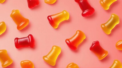 Naklejka premium Colorful gummy candies. Soft gums in fruit shapes.
