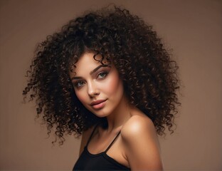 Beautiful girl with curly hairstyle 