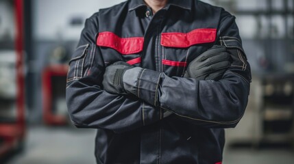 man in red jacket, a lifestyle stock photography of mechanic