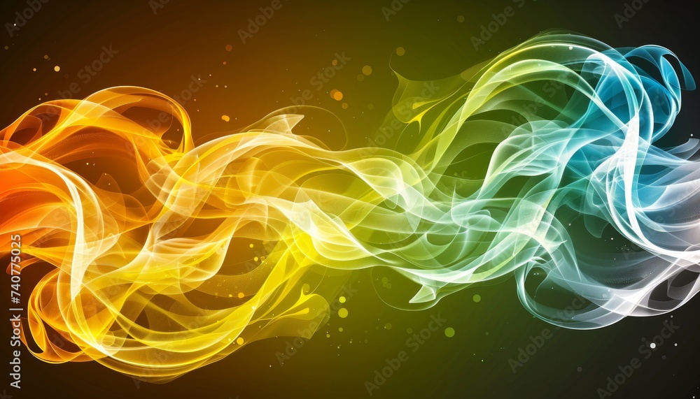 Poster mystical abstract colorful background on dark backdrop, vibrant pattern for creative projects.
