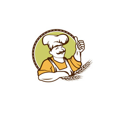 Bakery logo icon baker character emblem illustration design