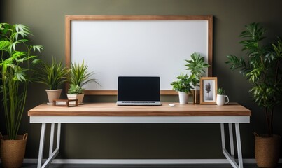 A sleek and minimalist office desk with a modern computer setup 