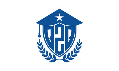 QZQ three letter iconic academic logo design vector template. monogram, abstract, school, college, university, graduation cap symbol logo, shield, model, institute, educational, coaching canter, tech