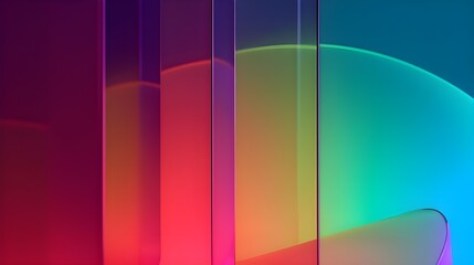 3d render. colorful transparent glass refraction texture acrylic sheet rainbow spectrum light through plexiglass abstract background banner