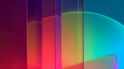 3d render. colorful transparent glass refraction texture acrylic sheet rainbow spectrum light through plexiglass abstract background banner