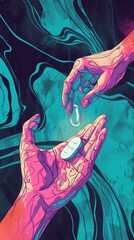 A poster of vision psychedelic pills. - obrazy, fototapety, plakaty