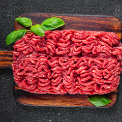 minced meat beef fresh meat tasty eating cooking meal food snack on the table copy space food background rustic top view 