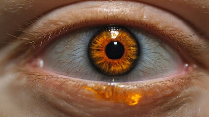 Close-up photo of an eye with amber