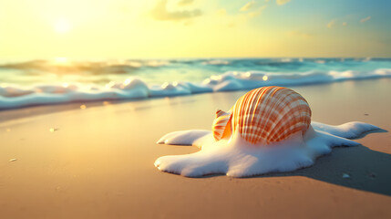 Fototapeta na wymiar The elegance and simplicity of the shell embody the whisper of the ocean