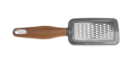 One metal grater for cheese isolated on white, top view