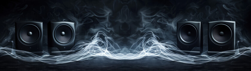 Obraz premium Dynamic Sound Wave and High-Fidelity Speakers