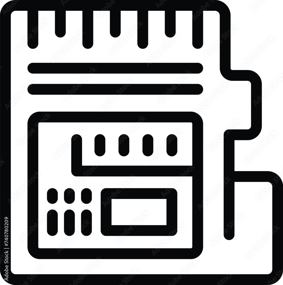Poster camera storage icon outline vector. content shooting portable cam. capturing snapshot apparatus