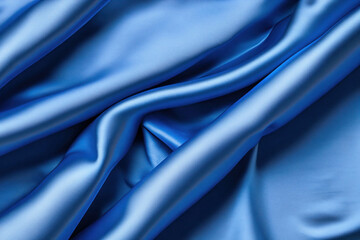Obraz premium blue silk background, satin texture, waving textile
