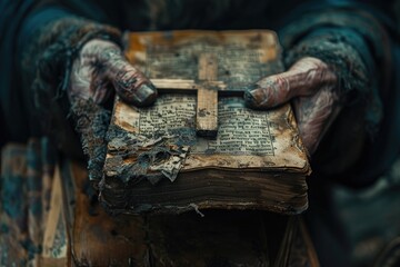 Close-up of hands holding a book.