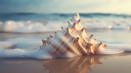 Obraz na płótnie Canvas Close-up of colorful seashells on the beach