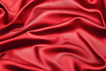 red silk background, satin texture, waving textile