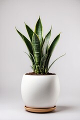 Sansevieria Plant in a pot isolated on a white background