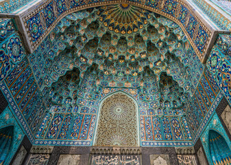 Oval mosaic ceiling in an ancient mosque.