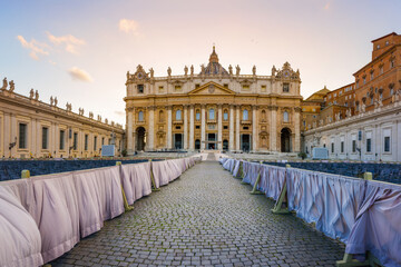 View of St. Peter's Basilica in Vatican. Many details, view, architecture and embellishments....