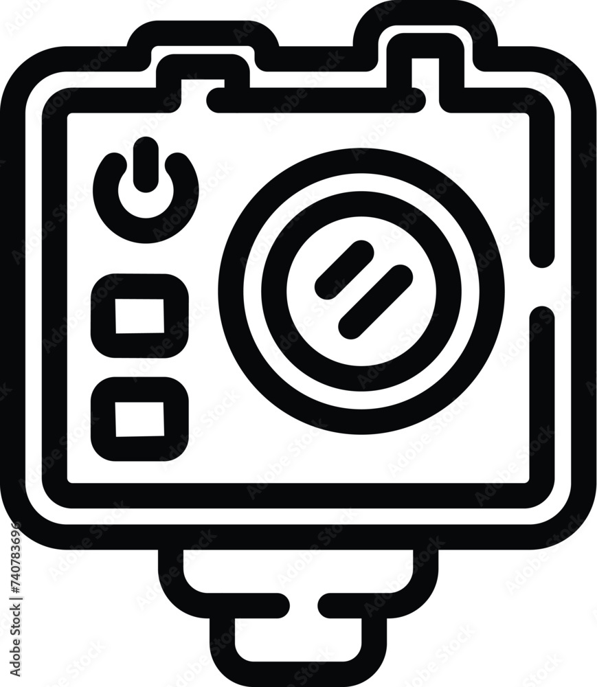 Poster action packed camcorder icon outline vector. electronic activity multimedia tool. capturing digital 
