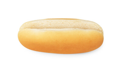 One fresh hot dog bun isolated on white