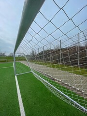 Fototapeta premium soccer goal on synthetic turf