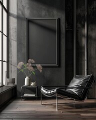 Modern Industrial Loft Interior Frame Mockup Template with Minimalist Design