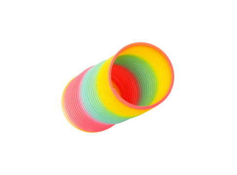 Rainbow for kid toy on isolated background, A rainbow color toy, A Rainbow colored wire spiral toy on white background