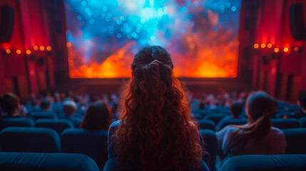 People watching movie in a modern cinema 