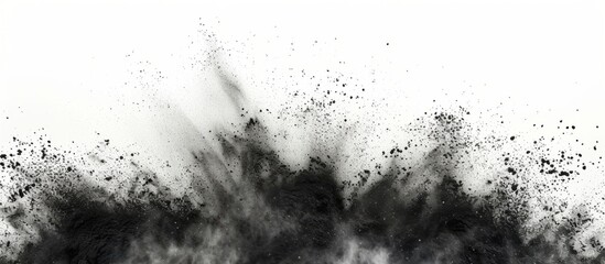 Dramatic Black Powder Explosion Cloud on Isolated White Background