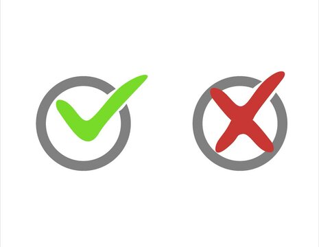 Animated label check mark and cross set red and green
