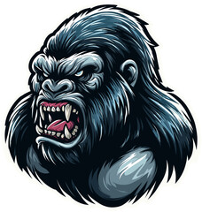 Obraz premium Blue Rage - Icy Gorilla Anger Illustration