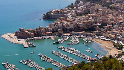 Aerial photographs of Castellamare del Golfo in Sicily - obrazy, fototapety, plakaty