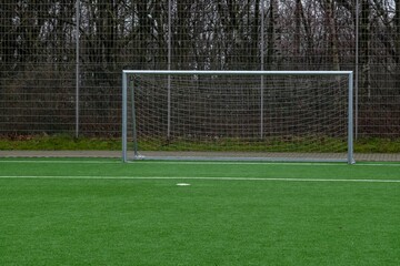 soccer pitch, center circle and goal