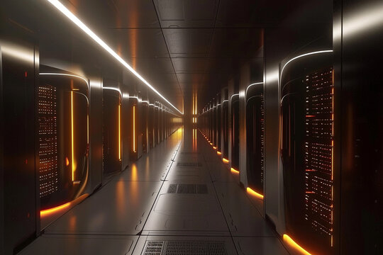 Photorealistic depiction of a modern data center powered by quantum computing technology with rows of advanced quantum servers processing data at unprecedented speeds highlighting the power of