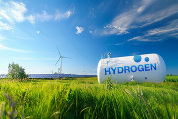 Solution de stockage de gaz hydrogène et de production d'énergie verte avec des éoliennes et des panneaux photovoltaïque solaire - 740789891