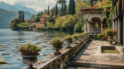 Palace and garden park of Madre island on lake Maggiore