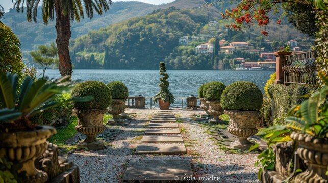 Palace and garden park of Madre island on lake Maggiore