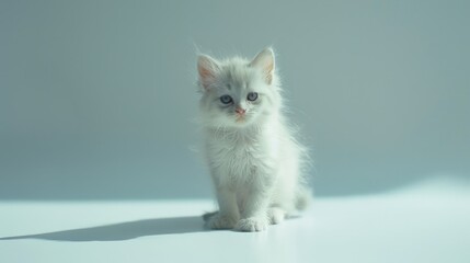 cute pet kitten on clean white background