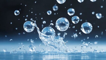 The moment when water droplets splash. Realistic depiction, close-up
