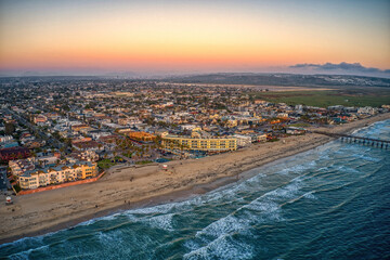 Aerial View of Imperial Beach, California with Tijuana, Mexico in the Distance