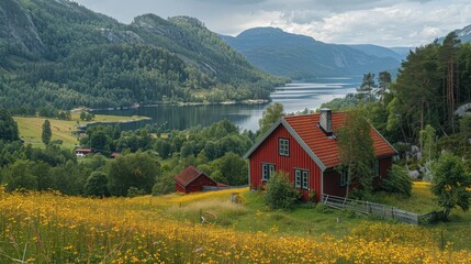 Obraz premium Beautiful landscapes in a Nordic region. Lake view from the lookout tower in Finland