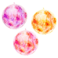 Colorful disco ball watercolor illustration.