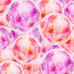 Retro vintage disco balls watercolor background. Colorful decorative retro border. - 740792475