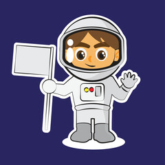 astronaut with flag cartoon
