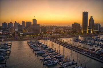 Aerial View of Corpus Chirsti, Texas at Dusk