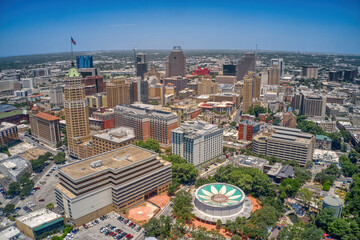 Aerial View of San Antonio, Texas during Summer - obrazy, fototapety, plakaty